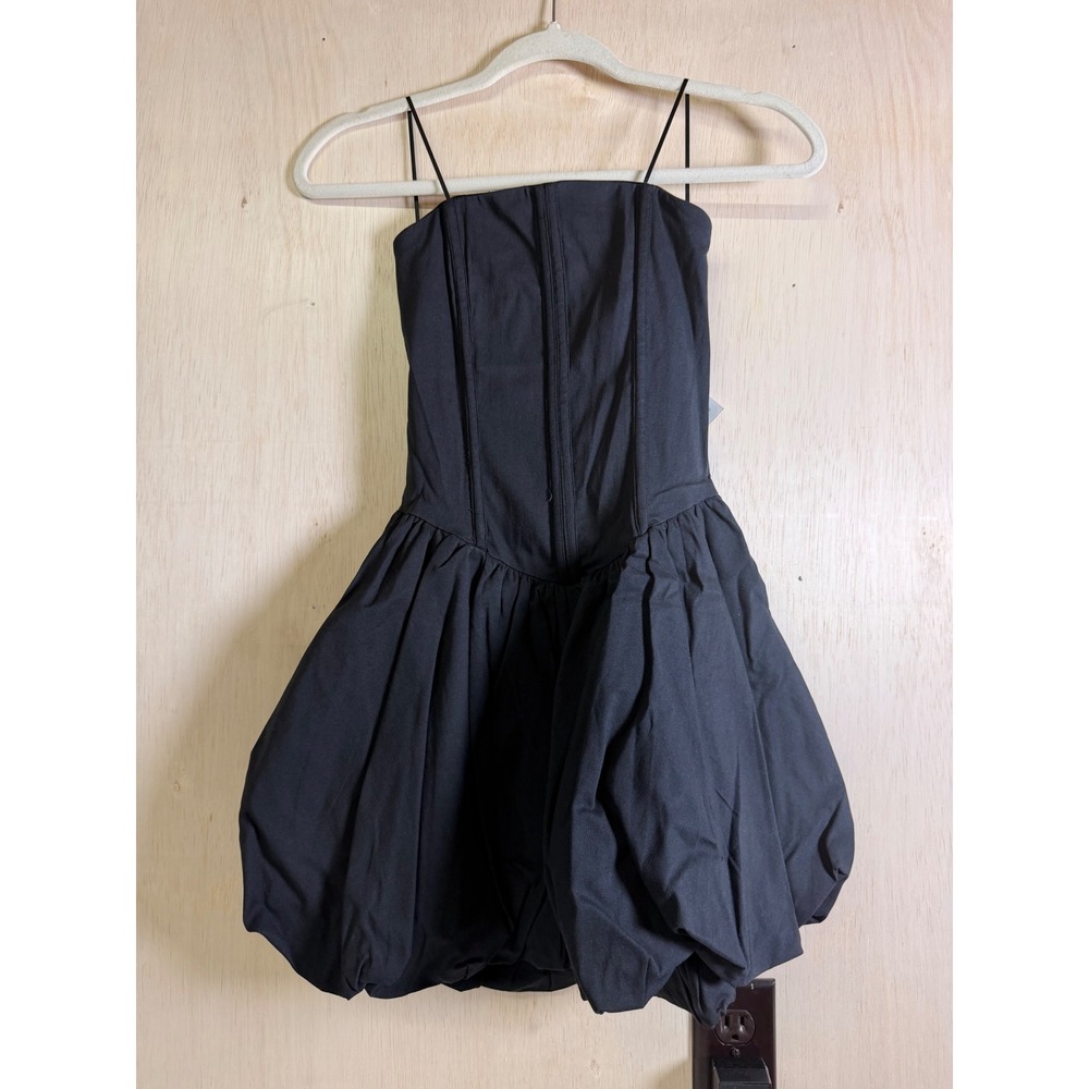 The Vintage Shop Bubble Hem Dress Women Small Black Excellent Corset Strappy